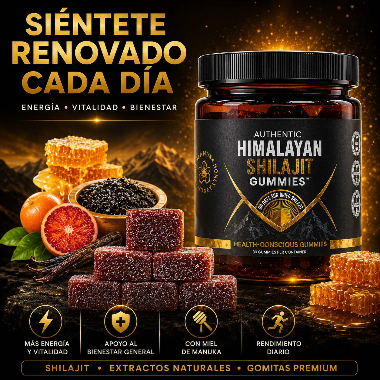 Gominolas de Shilajit – Energía Natural para Dia / Noche